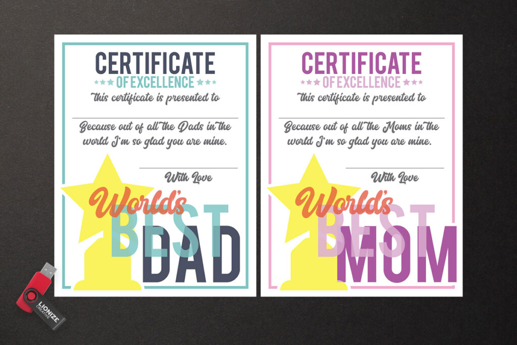 Best Mom and Dad Certificates